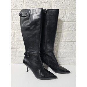Nine West black leather women's high heel stiletto Boots size 8.5 M NMNEVAN